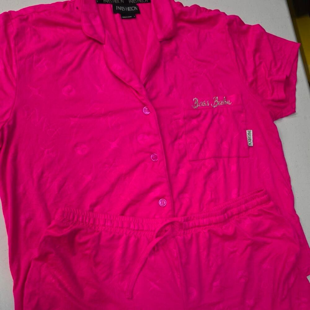 Paris hilton pink satin pajama